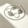 Corrente de cintura com costura de disco grande de onda d'água boêmia para mulheres, anel simples, corrente de ferro com cinto para saia e calça