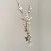 Estilo Industrial ~ Cuerda Trenzada Vieja Retro Colgante de Collar con Borla de Estrella Cadena de Suéter Accesorios Estilo Sexy Milenial