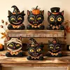 Decoração de Halloween vintage transfronteiriça para interiores ornamento de madeira para mesa ornamento de outono fantasma gato preto abóbora ornamento de mesa