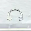 Anillo de Herradura de Titanio Astmf-136 con Rosca Lateral y Zirconia en Forma de Estrella G23 Titanio Rosca Interna Cabeza de Joyería de Zirconia