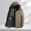 Jaqueta Masculina de Inverno Transfronteiriça Nova, Média, com Touca Removível, Quente, à Prova de Frio, Solta, Confortável, Acolchoada de Algodão