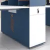 Escritorio Modular Práctico en Forma de T para Personal, Estación de Trabajo de Oficina para Computadora para Cuatro Personas con Archivador