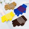 Guantes de medio dedo a rayas para niños, guantes de invierno clásicos a rayas para hombre, forrados con vellón, de lana cálida, tejidos para adultos