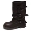 Elegantes botas de otoño retro para mujer, de caña alta, plisadas y apiladas, estilo ecuestre británico