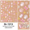 Redanco5D Repujado Ins Populares Pegatinas para Uñas Shell Light Navidad Muñeco de Nieve Pegatinas Estéreo para Uñas Dr1315