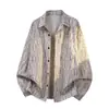 Camisa de cuadros tie-dye retro estilo americano, colección de otoño para hombre, con un pequeño diseño inspirado en Chanel, camisa retro de manga larga, corte holgado y casual, con cuello de solapa
