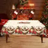 Nuevo Mantel Decorativo Navideño Transfronterizo de Amazon con Muñeco de Nieve y Reno para Mesa de Comedor en Casa, a Prueba de Polvo, Festivo