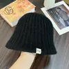 Sombrero de Pescador Sencillo y Cálido de Color Sólido Estilo Coreano para Mujer, Versátil para Otoño e Invierno, Pequeño Sombrero de Lana Tejida para Adelgazar el Rostro, Sombrero de Cubo, Sombrero Cloche