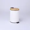 Papelera de bambú estilo romano retro Cubo de basura con pedal para hogar cocina comercial hotel sala de estar 3L5L