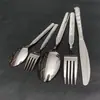 Conjunto de Faca, Garfo e Colher de Aço Inoxidável com Cabo Redondo Estilo Espiga de Trigo para Uso Doméstico, Talheres Ocidentais Embossados para Hotel e Restaurante, Faca de Bife, Garfo e Colher de Sobremesa