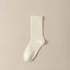 Meias de Algodão Lisas e Sem Costura para Mulheres, Meias de Cano Médio para Outono e Inverno, Meias Longas Largas (Slouch), Meias Femininas da Moda, Meias Longas para Senhoras