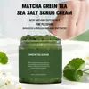Esfoliante de chá verde e cúrcuma para banho, espuma de banho esfoliante, sal esfoliante para rejuvenescimento e hidratação da pele, sal marinho