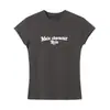 Z Estilo Europeu e Americano Transfronteiriço 2026 Nova Moda Elegante Roupas Femininas Atacado Gola Redonda Ombro Caído Sem Mangas Frente Estampada Camiseta
