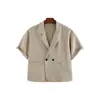 Blazer casual de manga corta para hombre europeo y americano con efecto de caída, doble botonadura, corte holgado, chaqueta ligera de vestir casual, venta al por mayor de fábrica