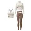Conjunto de Yoga para Mujer 2026 Nuevo Estilo Chaqueta de Manga Larga Ropa de Pilates y Fitness Cintura Alta Levantamiento de Glúteos Deporte Running Conjunto de Dos Piezas