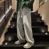 Calça Jeans Masculina Retrô Americana, Calça Larga Versátil Casual de Rua Tendência para Primavera e Outono, Calça Longa