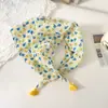 Pañuelo pequeño cuadrado de algodón y lino con borlas de 58 cm Protector de cuello Bufanda suave Pañuelo decorativo para la cabeza Pañuelo floral Retro Pequeño Fresco