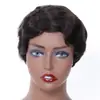 Peluca corta rizada de onda de agua, peluca corta de cabello real de moda europea y americana para mujer, peluca de cabello real africano