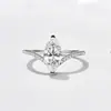 Anel de Prata Esterlina S925 Moissanita Cor D 2 Quilates Corte Marquise Conjunto de Anéis de Coroa Empilháveis Europeu e Americano de Alta Qualidade