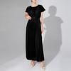 Vestido Miyake Feminino Design de Nicho Cadarço Drapê Longo Elegante Versátil Saia Plissada High-End