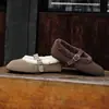 Zapatos Mary Jane de Piel de Vaca Altamente Mercerizada para Mujer, Zapatos Cálidos Peludos, Zapatos Planos Nuevos Estilo con Hebilla de Cuero Genuino, Zapatos de Boca Baja
