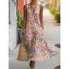 Moda Femenina Nueva Primavera/Verano Marca Independiente Europea y Americana Transfronteriza Minimalista Elegante Holgado Cuello en V Estampada Botón Diagonal Vestido Camisa G956