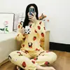 Pijamas de Manga Larga para Mujer de Primavera y Otoño, Lindos Dibujos Animados Casuales y Cómodos Estilos Delgados de Otoño e Invierno que se Pueden Usar Afuera Conjuntos de Ropa para el Hogar para Mujer