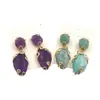 WT-E751 Multicolor Natural Color Opcional Piedra Preciosa Amatista Piedra Destello Doble Piedra Pendientes Clásicos de Banquete para Mujer