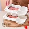 Plato para Cena Infantil Osito Casa Compartimentos Dibujos Animados Plato Comida Rápida Escuela Guardería Bebé Comiendo Plástico Anti-Caídas