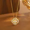 Joyería Sand Gold, Lujo Accesible y Sentido de Alta Gama, Collar de Trébol de Cuatro Hojas de la Suerte Full Diamond, Cadena para Clavícula con Diseño de Nicho Femenino Colgante de Flor