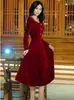 Vestido Toast Novia Borgoña Primavera y Otoño Vestido de Boda Homecoming Borgoña Vestido Petite Se Puede Usar en Tiempos Ordinarios