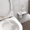 Cepillo para Inodoro de Nogal Baño Mango Largo Cepillo para Inodoro Montaje en Pared sin Agujeros con Base