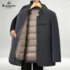 Nueva chaqueta de plumón para hombre de otoño e invierno con forro interior desmontable, cuello alto, abrigo cálido de chenilla, adecuada para hombres de mediana edad y mayores