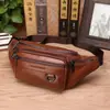 Riñonera Transfronteriza para Hombre Piel Genuina Vacuno Bolso Multifuncional para Hombre Deportivo Forma de Empanadilla Riñonera para Teléfono Móvil Efectivo Gran Capacidad Bolso Nuevo