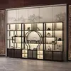 Estante de Hierro Forjado de Lujo Ligero para Curiosidades Oficina Divisor Moderno Gabinete de Té Estante de Almacenamiento Gabinete de Múltiples Tesoros Gabinete de Exhibición para Sala de Té Estante para Adornos