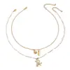 Joyería Transfronteriza Moda Europea y Americana Accesorios de Playa Bohemios Verano Concha Estrella de Mar Collar Multicapa Cadena para Clavícula de Mujer