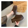 Zapatos Birkenstock de suela gruesa para mujer, calzado para exteriores, novedades Otoño/Invierno 2026, sin cordones, puntera cerrada, media zapatilla, zapatos cómodos, con forro de felpa, pantuflas peludas