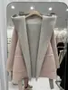 Nuevo Abrigo de Lana de Doble Cara de Color Contrastante para Otoño e Invierno 2025 Chaqueta Albornoz Suelta de Lana con Capucha Ajustada Ropa Femenina Transfronteriza