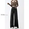 Jeans Rectos Negros para Mujer, Nuevo Verano Cintura Alta Tallas Grandes Sueltos Adelgazantes Forma de Pera Pierna Ancha
