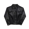 Chaqueta de Cuero PU Estilo Americano para Hombre Primavera y Otoño Británica Pia Ya Hombres Alto Nivel Sensación Perfil Ropa Biker Tendencia Chaqueta de Cuero