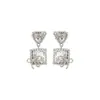Pendientes de Botón con Forma de Corazón Galáctico, Lazo, Flor y Piedra Preciosa, Estilo Dulce y Fresco, Pendientes de Zirconia, Lujo Ligero, Pendientes de Gama Alta