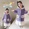 Bata de Baño para Niña Estilo Otoño e Invierno Pijama de Franela Infantil Bata con Capucha de Coral para Bebé Bata de Noche Estilo Princesa para Niña