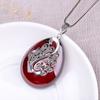 Colgante de plata tailandesa S925, joyería de plata, estilo étnico, para mujer, otoño e invierno, nuevo colgante de pavo real rojo granada, collar tipo suéter.