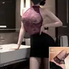 Lencería Sexy, Tentación de Encaje de Secretaria Sexy Falda Ajustada a la Cadera, Uniforme Estilo Abstinencia, Conjunto de Tallas Grandes, Lencería Coqueta