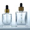 Frasco de perfume de fundo grosso quadrado plano de 30ml/50ml/100ml com rosca de vidro com conta-gotas cosmético de escala