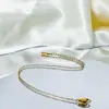 Tobillera Pulsera Cadena HF Acero Titanio Cadena Cruzada Oro 14K Femenina Cierre Langosta Acero Inoxidable No Se Desvanece Mayoreo