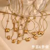 Colar Fofo de Design de Nicho Europeu e Americano Aço Inoxidável Banhado a Ouro 18K Letras Bolha Zircônia de um Lado Corrente S para Mulheres