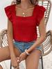 Ropa de Mujer de Comercio Exterior Transfronterizo Europeo y Americano 2024 Amazon Estación Independiente Primavera y Verano Nuevo Top Camisa con Volantes de Cuello Cuadrado