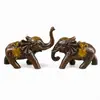 Un par de adornos de elefante de cobre Latón amarillo carácter Fu elefante auspicioso artesanías Decoración de escritorio para el hogar y la oficina regalo al por mayor