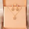 Brincos de Diamante Simples Estilo Coreano Colar Conjunto Vintage Amor Borboleta Corrente da Clavícula Gancho de Orelha Moda Feminina Joias Versáteis